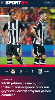 Galatasaray, UEFA Avrupa Ligi'nde PAOK'u 3-1 Mağlup Etti