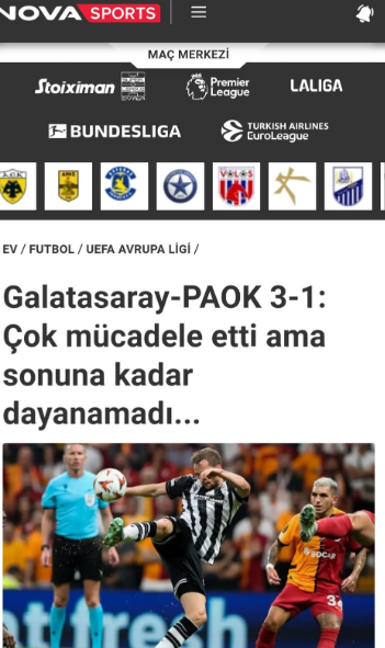 Galatasaray, UEFA Avrupa Ligi'nde PAOK'u 3-1 Mağlup Etti