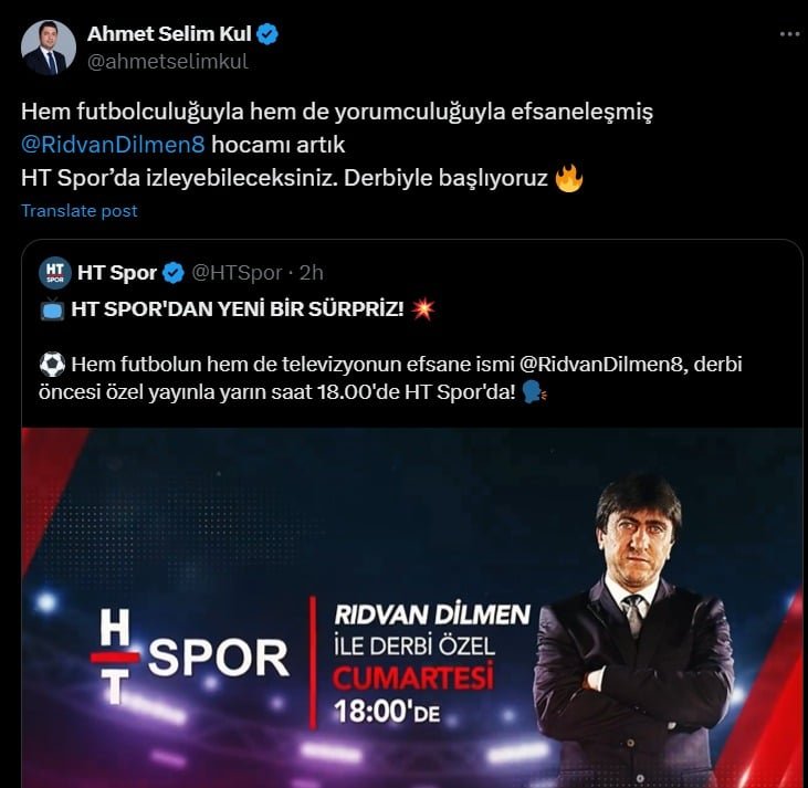Rıdvan Dilmen'in Yeni Adresi: HT Spor