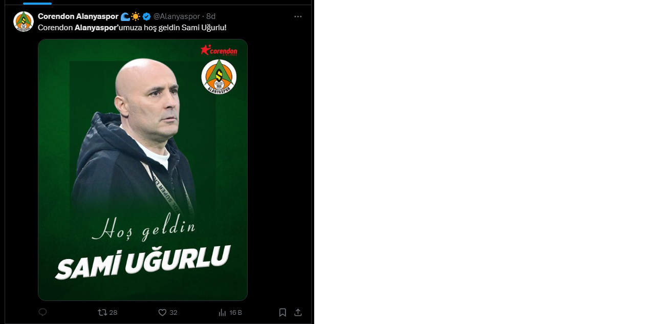 Corendon Alanyaspor'un Yeni Teknik Direktörü Sami Uğurlu